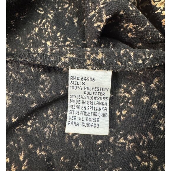 Vintage Dressbarn Small Black & Gold Floral Print Elastic Waist Midi Skirt - Picture 7 of 7